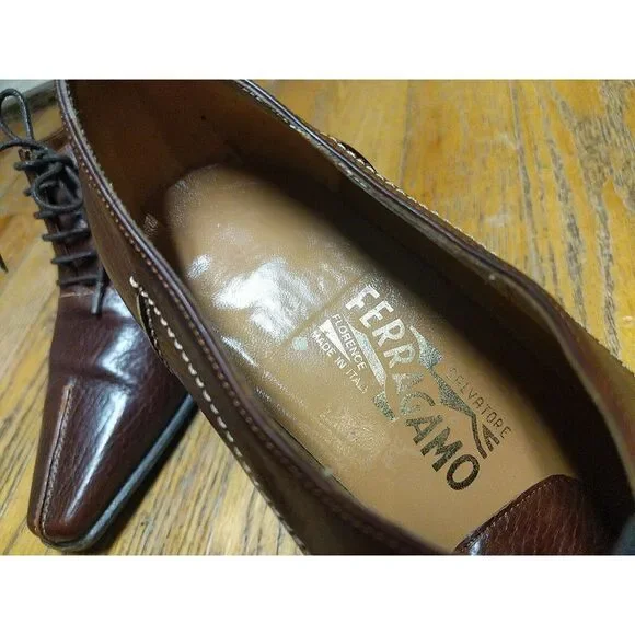 Salvatore Ferragamo‎ Brown Brogue Leather Platform Pumps Size 10B Style DQ96651